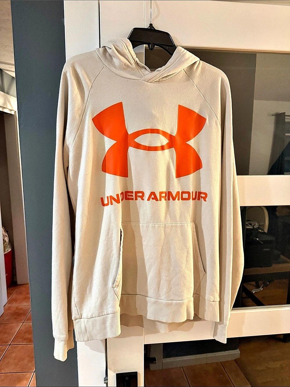 Under Armour Rival Fleece Big Logo Hoodie White & Orange